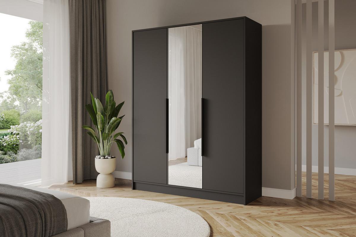 KLEIDERSCHRANK - LESE - 150 - Schwarz - Schwarz Hochglanz/Schwarz, Holzwerkstoff (150/200/51cm) - ALTDECOR