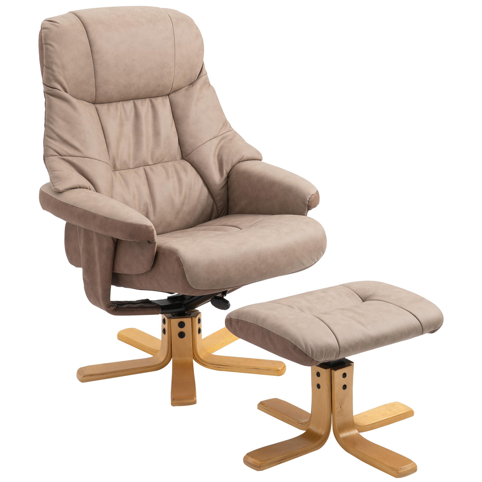 RELAXSESSEL mit Hocker, Fernsehsessel, Polstersessel TV Sessel mit Liegefunktion - Braun, Kunststoff (82.5/109/78cm) - HOMCOM