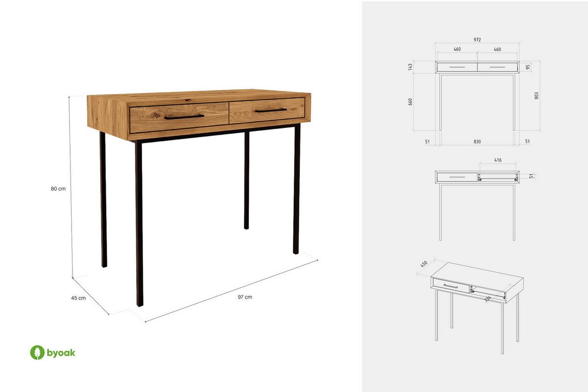 SCHMINKTISCH LEON Kernbuche - Kernbuche, Holz (45/97/80cm) - byoak