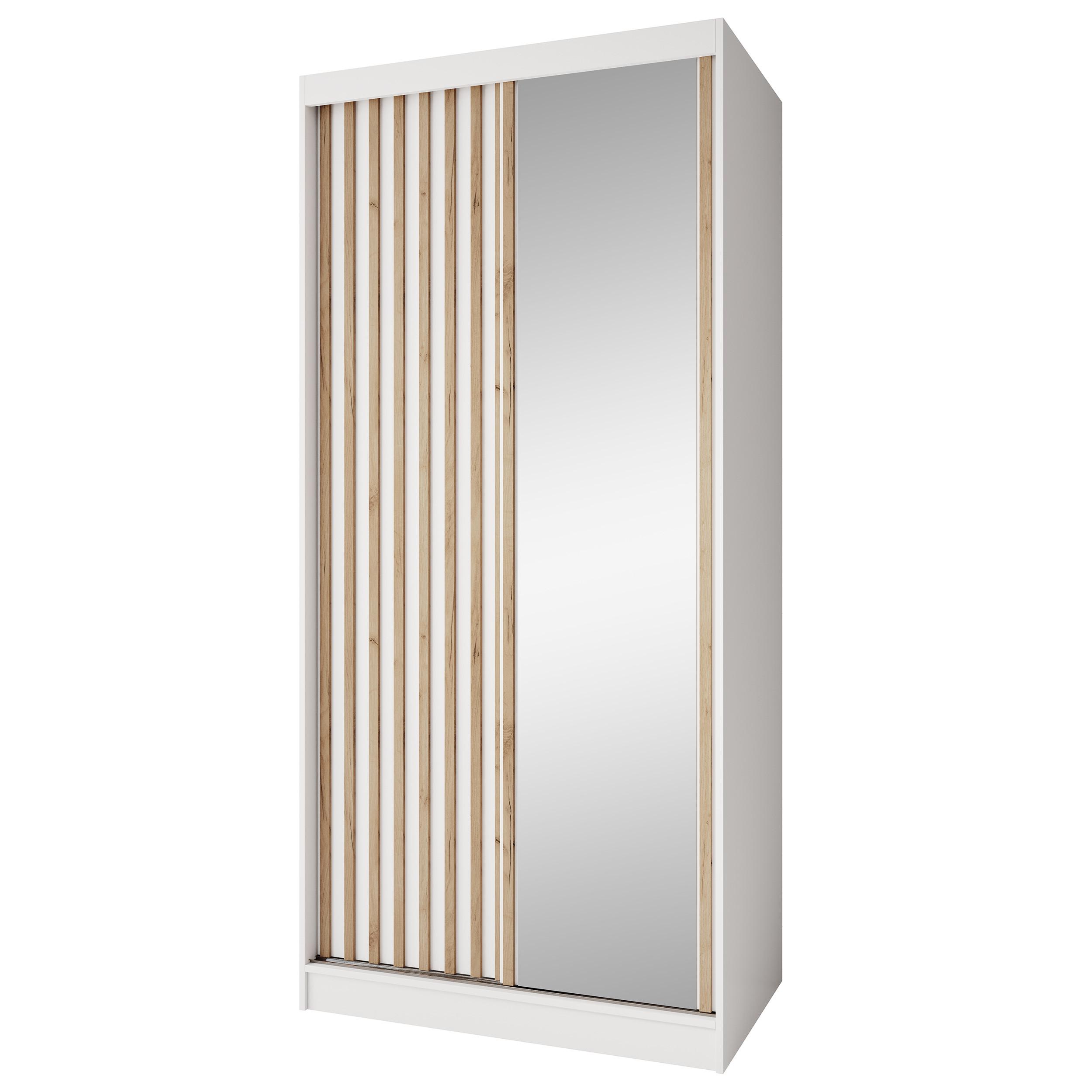 SCHWEBETÜRENSCHRANK Donatello mit 2 Türen und Schubkasteneinsatz, 100 cm, Weiß+eiche Artisan - Weiß/Eiche Artisan, Holzwerkstoff (100/205/60cm) - Beautysofa