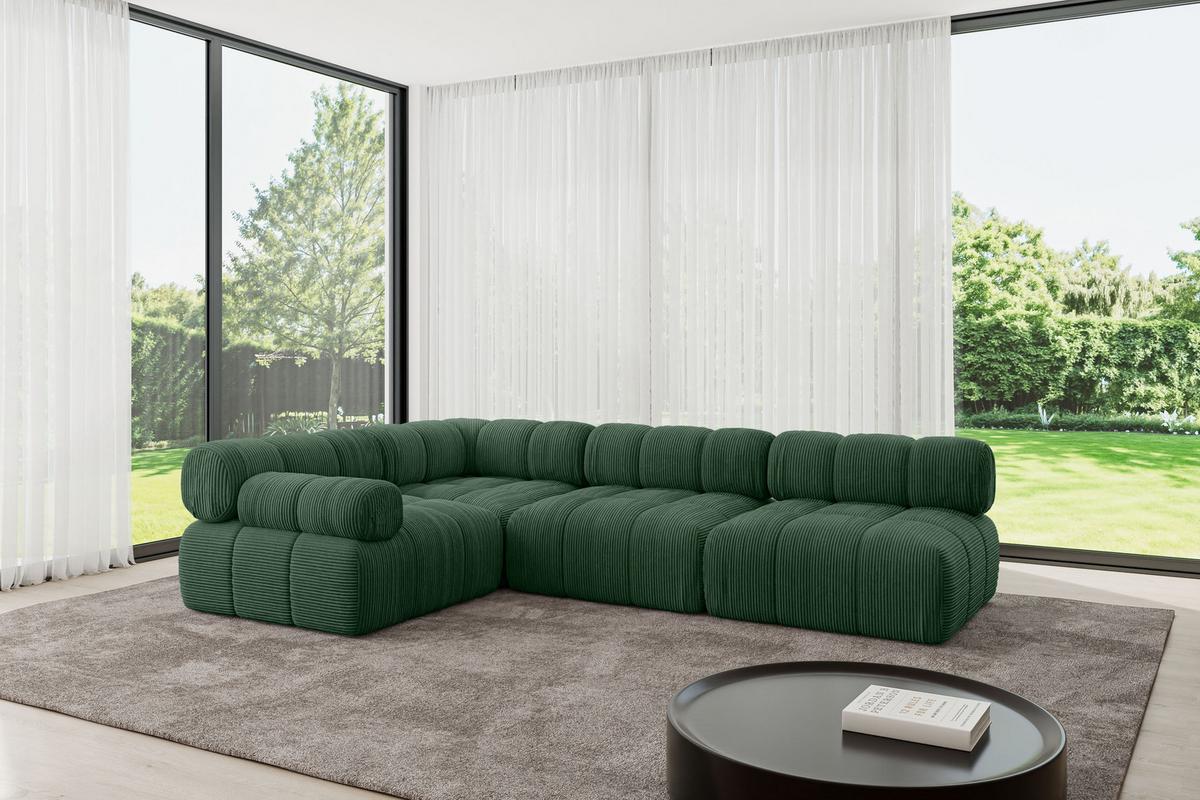 ECKSOFA modulares Sofa Mende-L2 - 285x190x70 cm Grün Cord - Grün, Holzwerkstoff/Textil (285/190cm) - ALTDECOR