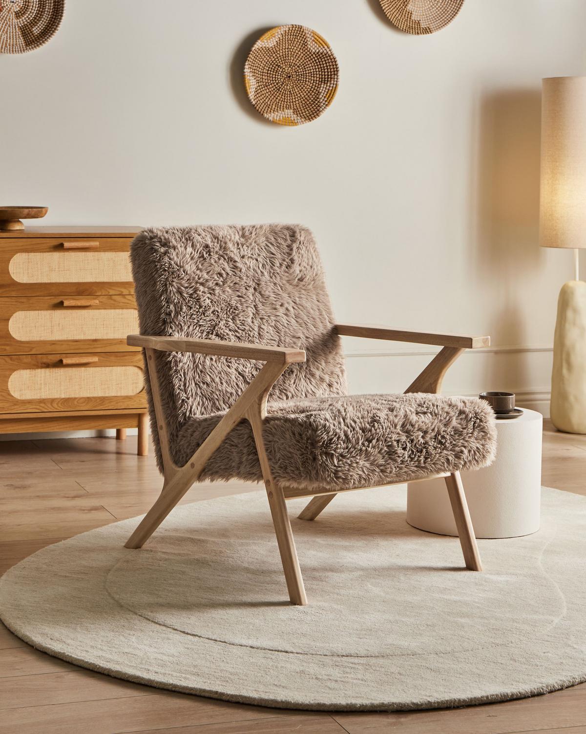 SESSEL Taupe Kisa - Taupe/Braun, Kunststoff (74/84/80cm) - Beliani