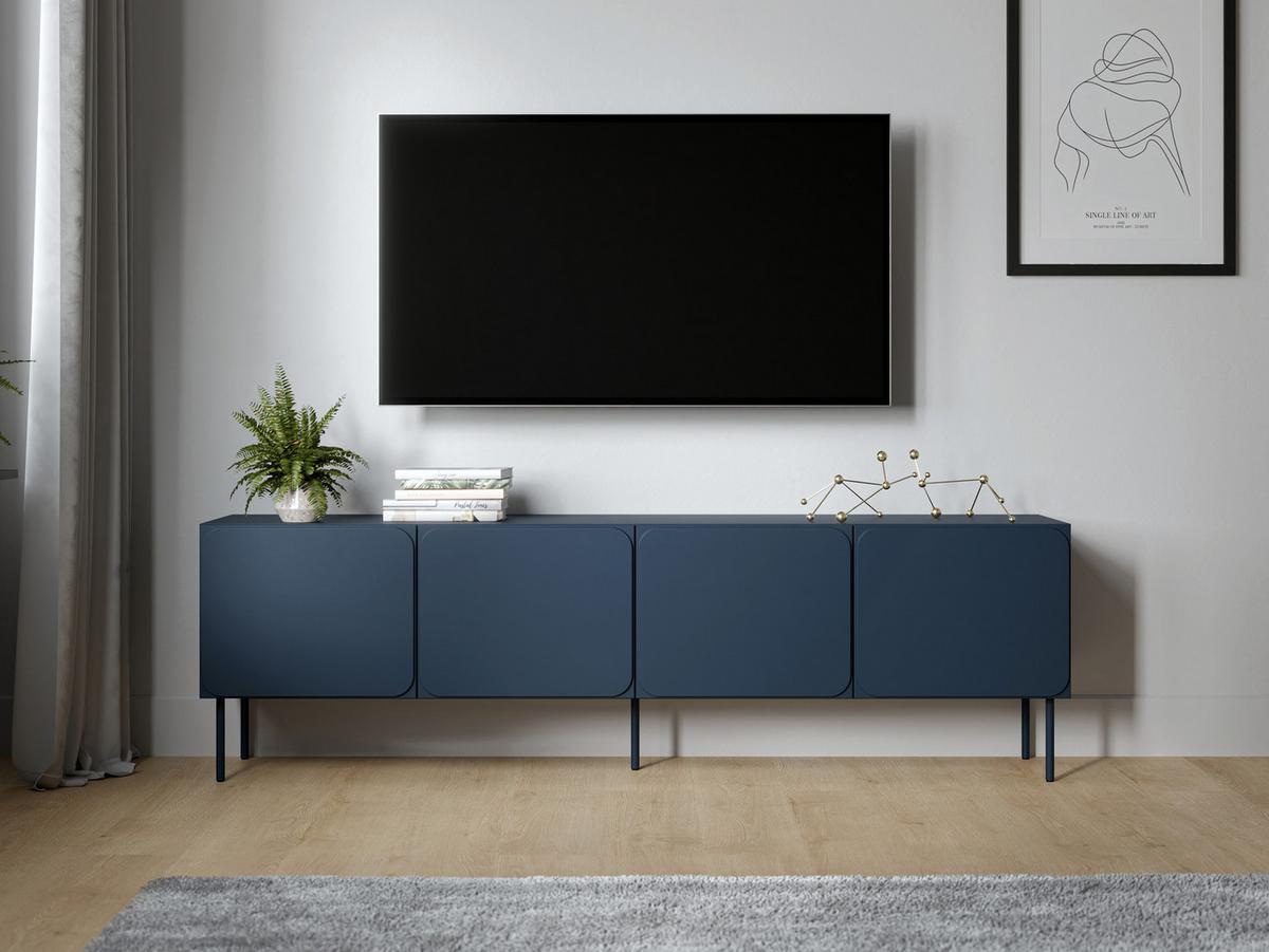 TV-LOWBOARD Rafael 200 4D - Blau, Holzwerkstoff/Metall (200/61/40cm) - MIRJAN24