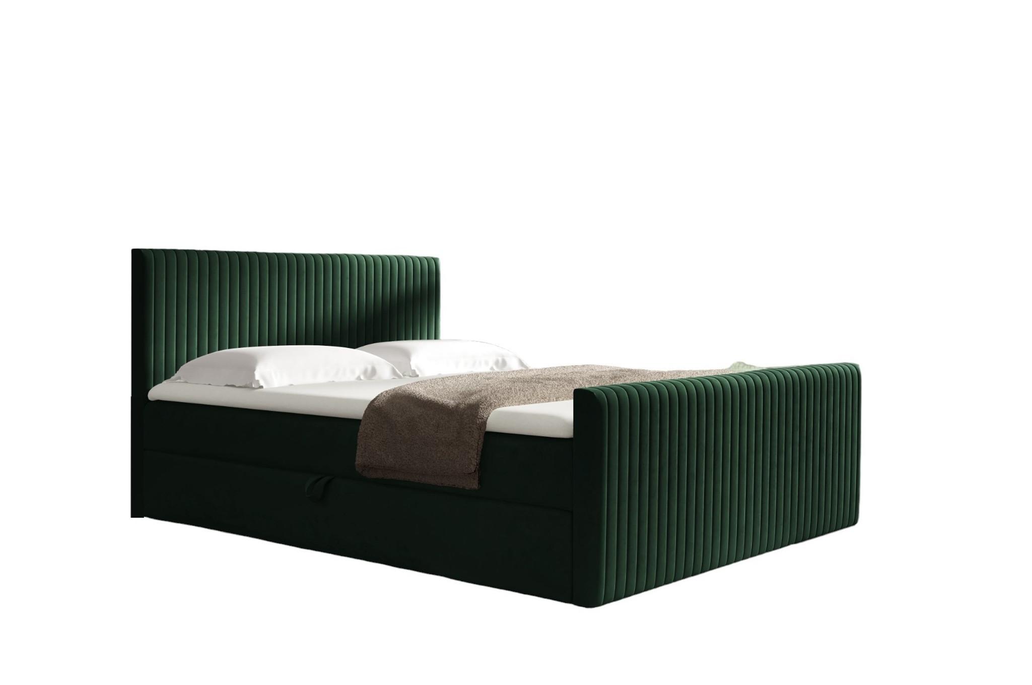 BOXBETT Adrien In überlänge - Grün, Holzwerkstoff/Textil (200/220cm) - Fun Möbel