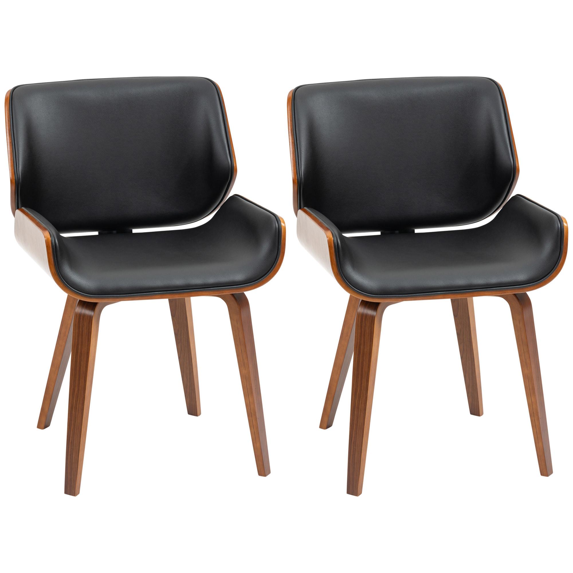 ESSSTÜHLE 2er Set Kunstleder Holz Schwarz - Schwarz, Holz (53/81/54cm) - HOMCOM