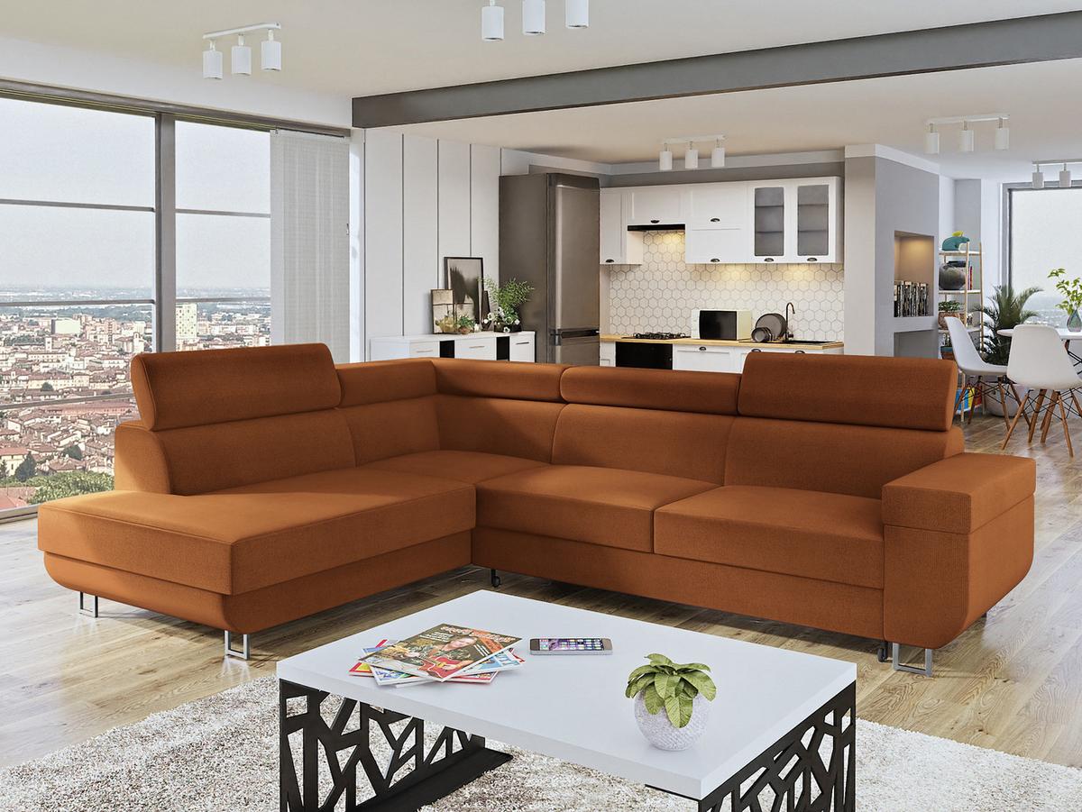 ECKSOFA Fonti, Seite: Links - Orange, Holz/Textil (253/188cm) - MIRJAN24