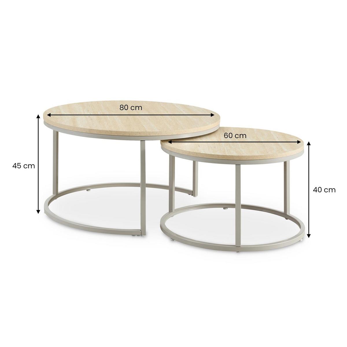 COUCHTISCHSET TOURS 2er Set cappuccino - Kaschmir, Holzwerkstoff (80/80/45cm) - IDIMEX