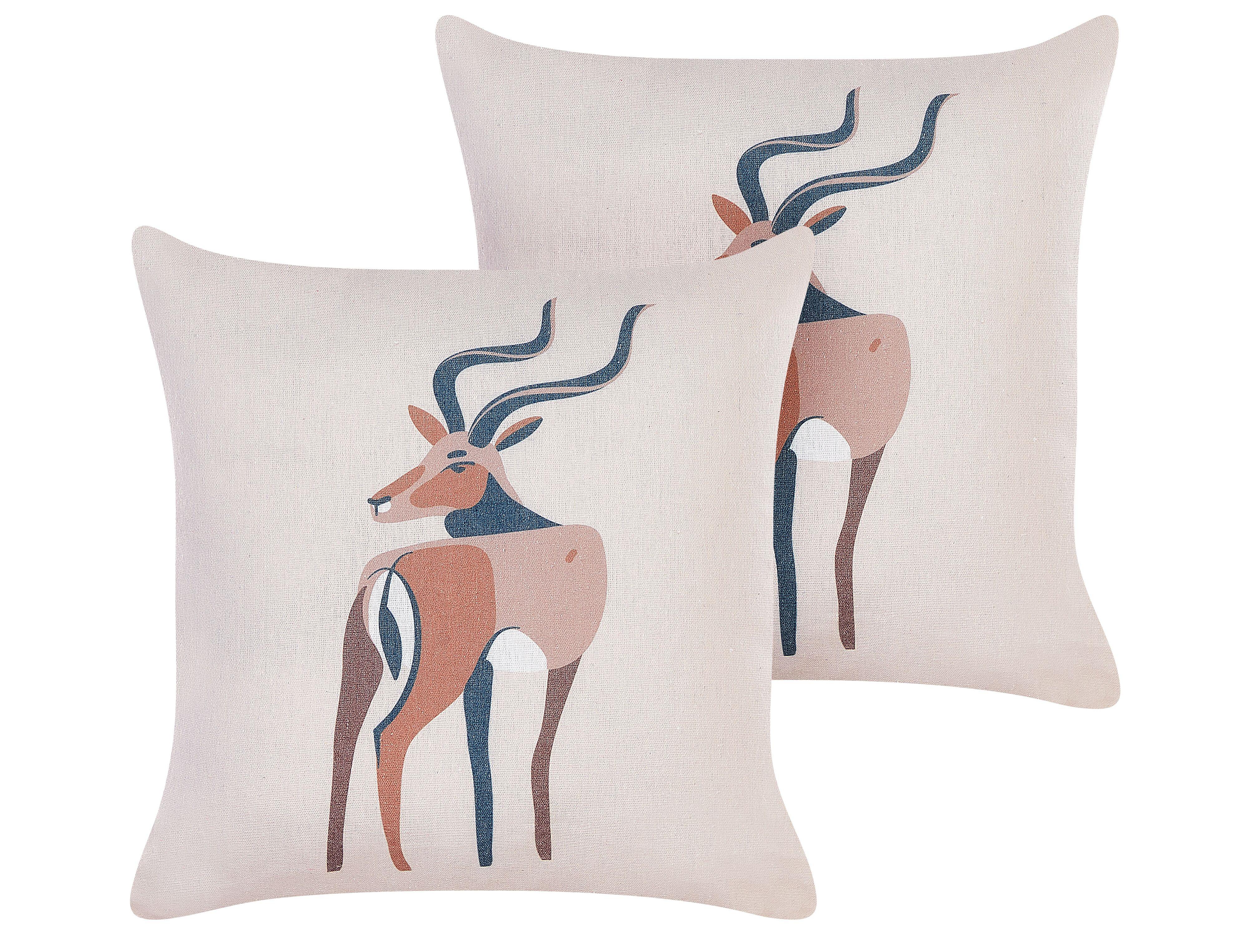 DEKOKISSEN 2er-Set Beige 45/45 cm Abal - Beige, Textil (45/45cm) - Beliani