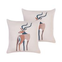DEKOKISSEN 2er-Set Beige 45/45 cm Abal - Beige, Textil (45/45cm) - Beliani