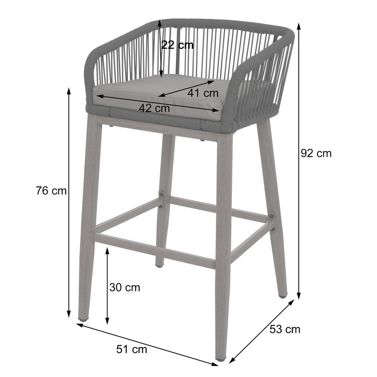 BARHOCKER Anthrazit, Hellgrau - Anthrazit/Hellgrau, Metall (51/92/53cm) - MCW