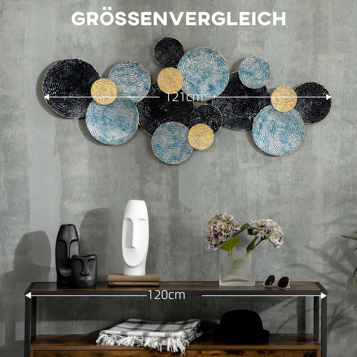 WANDDEKORATION, Eisen, Gold+Blau+chwarz - Multicolor, Metall (4/53/121cm) - HOMCOM