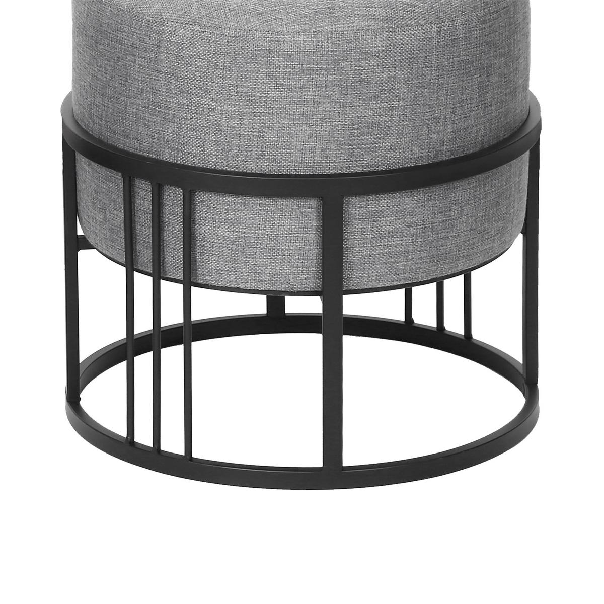 HOCKER-SET 2-TLG. Tas - Hellgrau/Schwarz, Holzwerkstoff/Textil (38/38/38cm) - [en.casa]