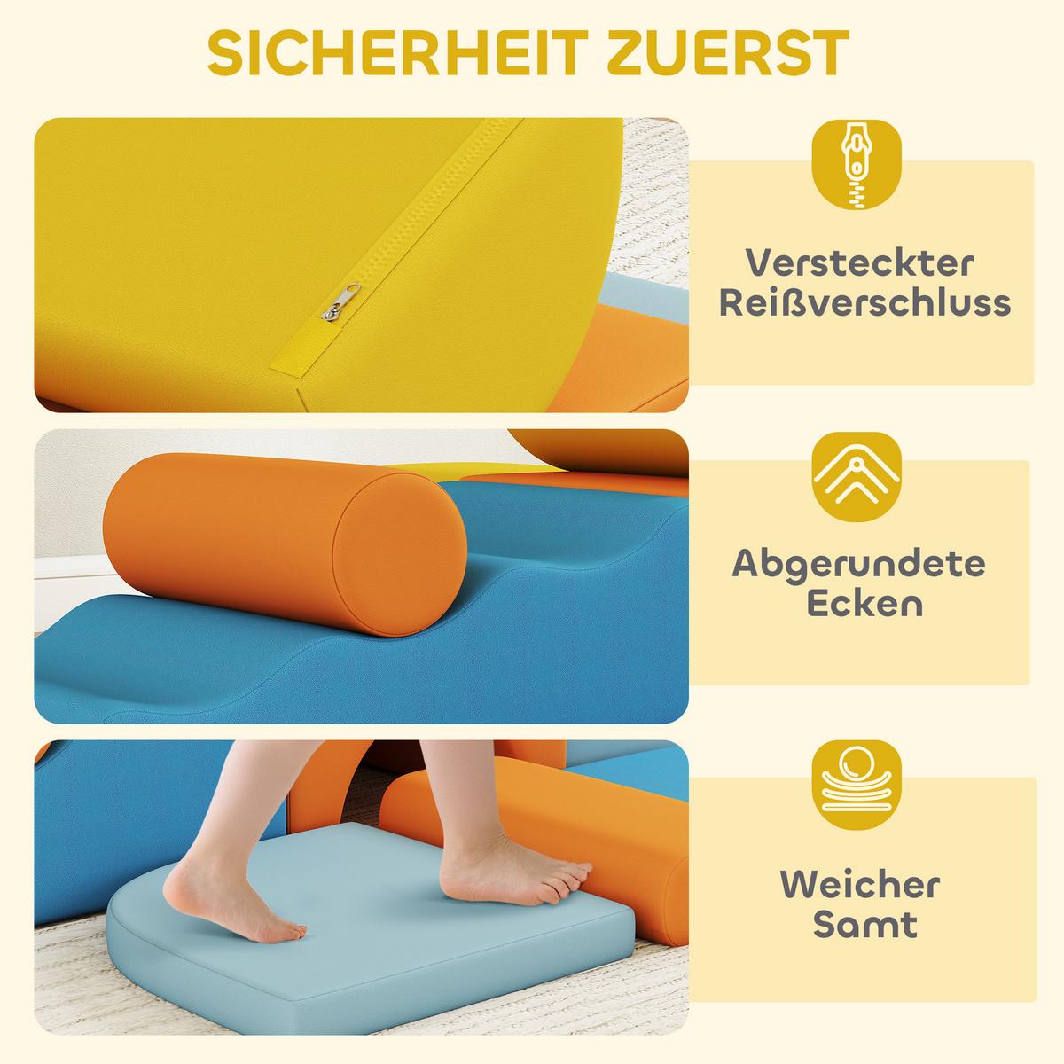SCHAUMSTOFF-BAUSTEINE mit abnehmbarem Bezug Cord-Optik - Multicolor, Textil (80/140cm) - AIYAPLAY