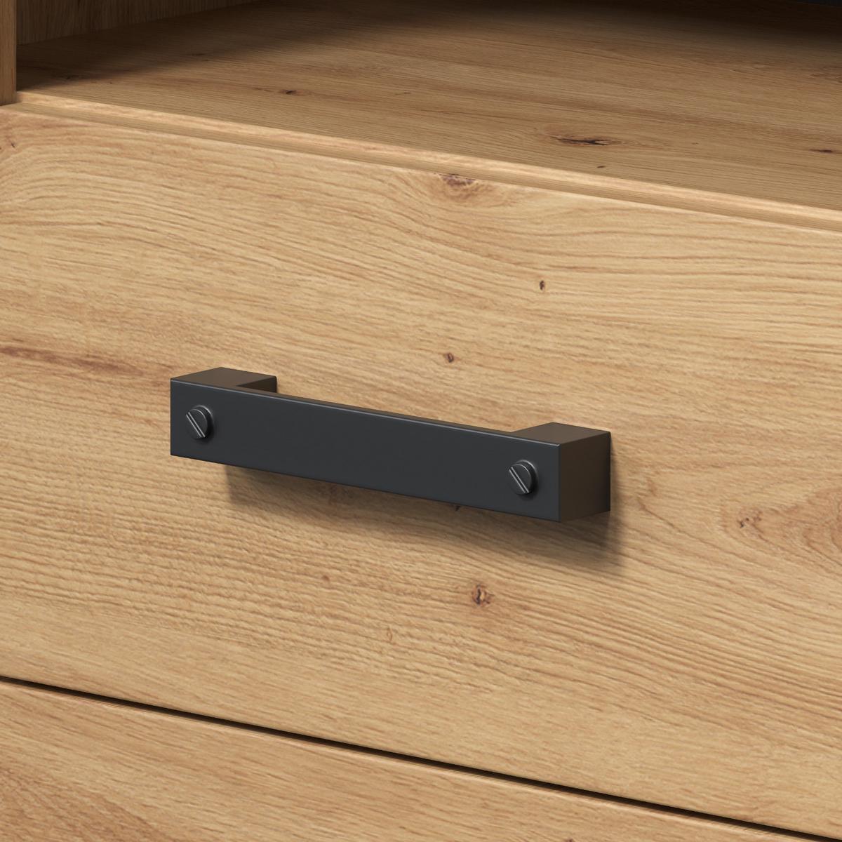 HOCHSCHRANK Eiche Artisan, grau 53 x 196 cm, Badschrank mit 6 Fächern und Vollauszug - Eichefarben/Schwarz, Holzwerkstoff/Kunststoff (53/196/35cm) - Top.Furn