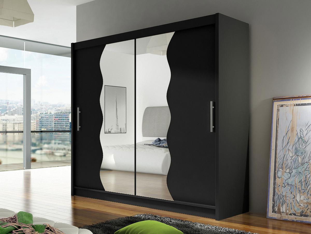 KLEIDERSCHRANK London X - Silberfarben/Schwarz, Holzwerkstoff/Kunststoff (180/215/58cm) - MIRJAN24