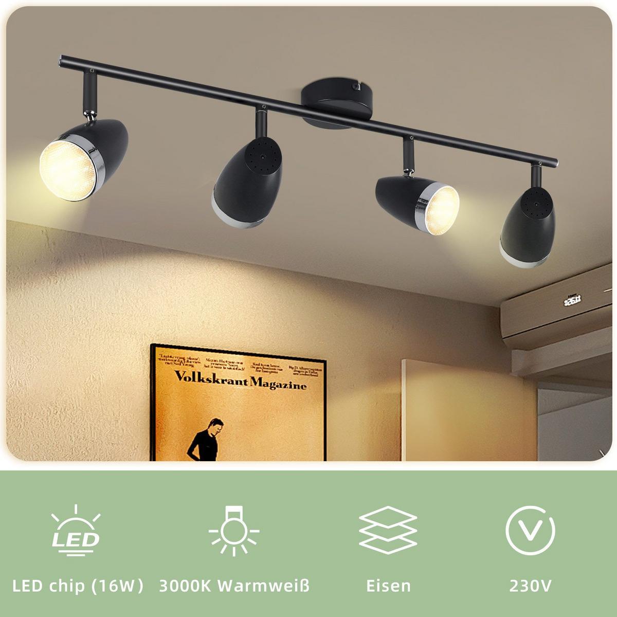 LED-DECKENSTRAHLER Leggitt 4-flammig 60/15.5/80cm - Dunkelgrau, Metall (60/15.5/80cm) - Nettlife