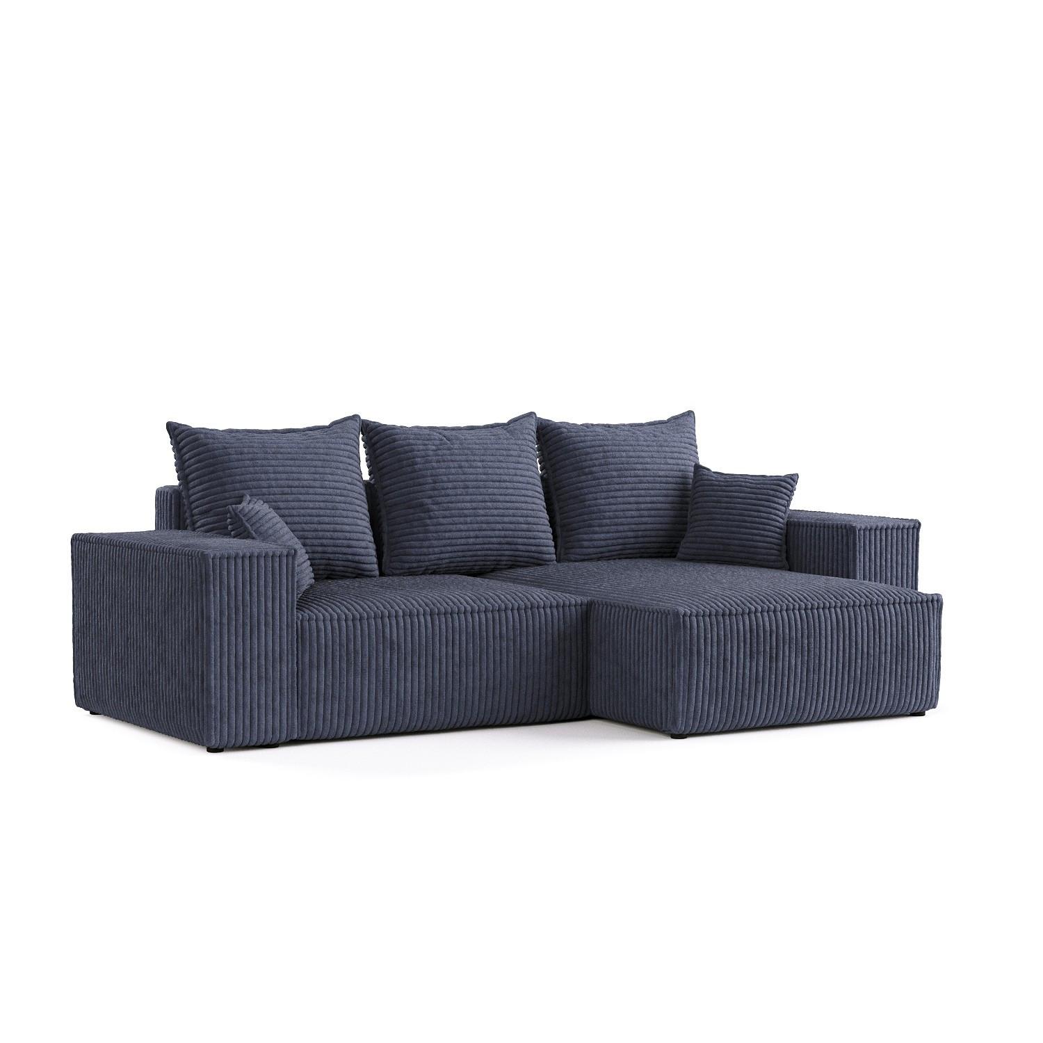 ECKSOFA SENSO mit Schlaffunktion Marineblau im Tilia Stoff - Schwarz/Dunkelblau, Holz/Holzwerkstoff (255/148cm) - AltaBeds