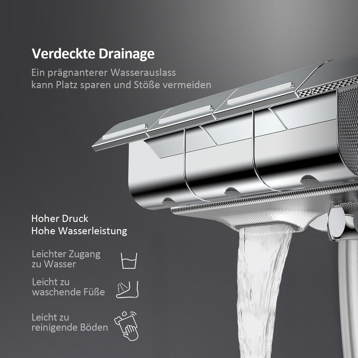 ÜBERKOPFBRAUSESET mit Thermostat höhenverstellbar Chrom 119,4/49/25,3 cm - Chromfarben, Metall (25/119/49cm) - EMKE