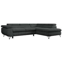 ECKSOFA PEDRO L Dunkelgrau Struktur - Rechts Seite - Dunkelgrau/Schwarz, Textil/Metall (273/208cm) - MKS