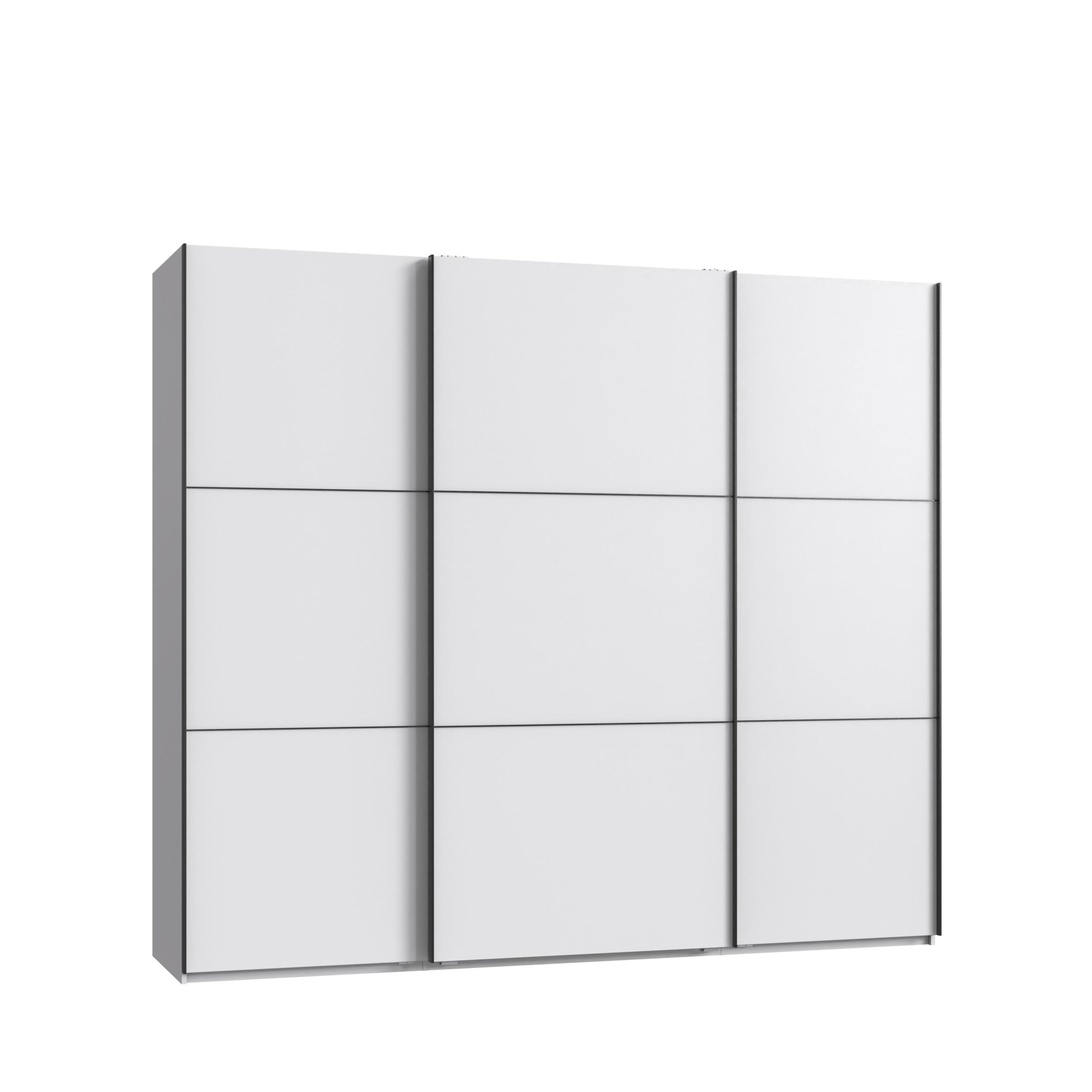 SCHWEBETÜRENSCHRANK 3-türig B250/H216/T65 cm in Weiß, Kleiderschrank inkl. Vollausstattung / 22010 - Rot/Weiß, Holzwerkstoff/Metall (250/216/65cm) - luma-home