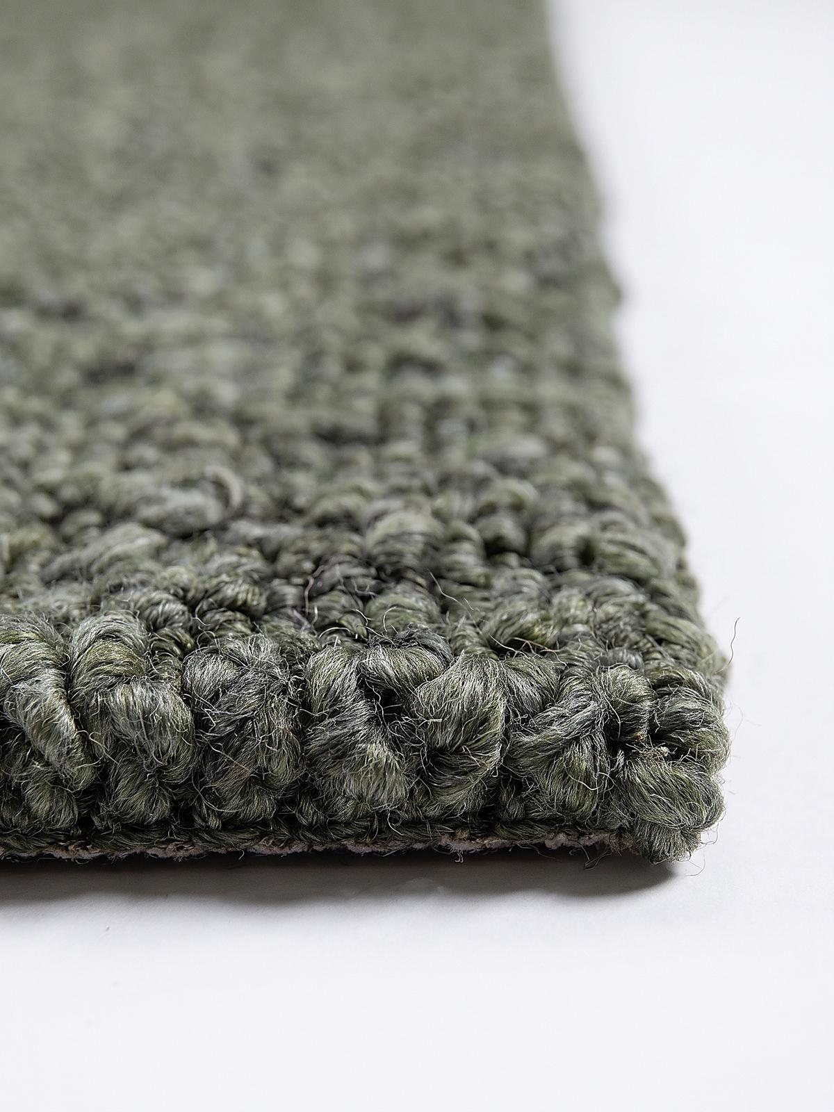 KURZFLORTEPPICH handgewebt GLAVEN, Bouclé-Struktur, Grün-Grau, 120 x 170 cm - Grün, Textil (120/170cm) - KADIMA DESIGN