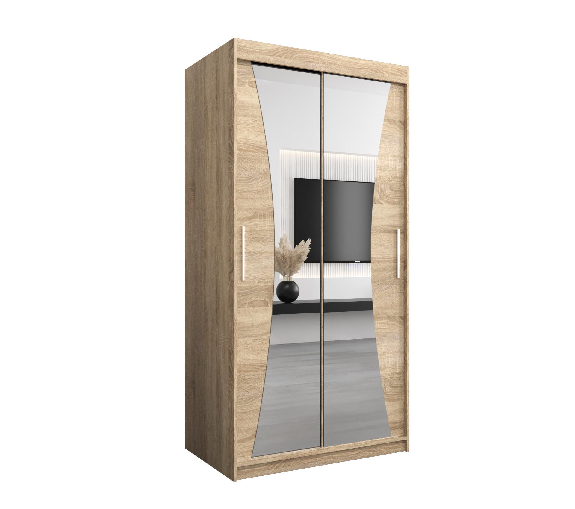 SCHWEBETÜRENSCHRANK 200/100/62 2-türig - Silberfarben/Sonoma Eiche, Holz/Kunststoff (100/200/62cm) - MÖBEL KRYSPOL