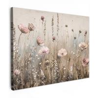 LEINWANDBILD Blumen - Rosa - Modern - Beige Wandbild 40x30 cm - Beige, Textil (40/30cm) - MuchoWow