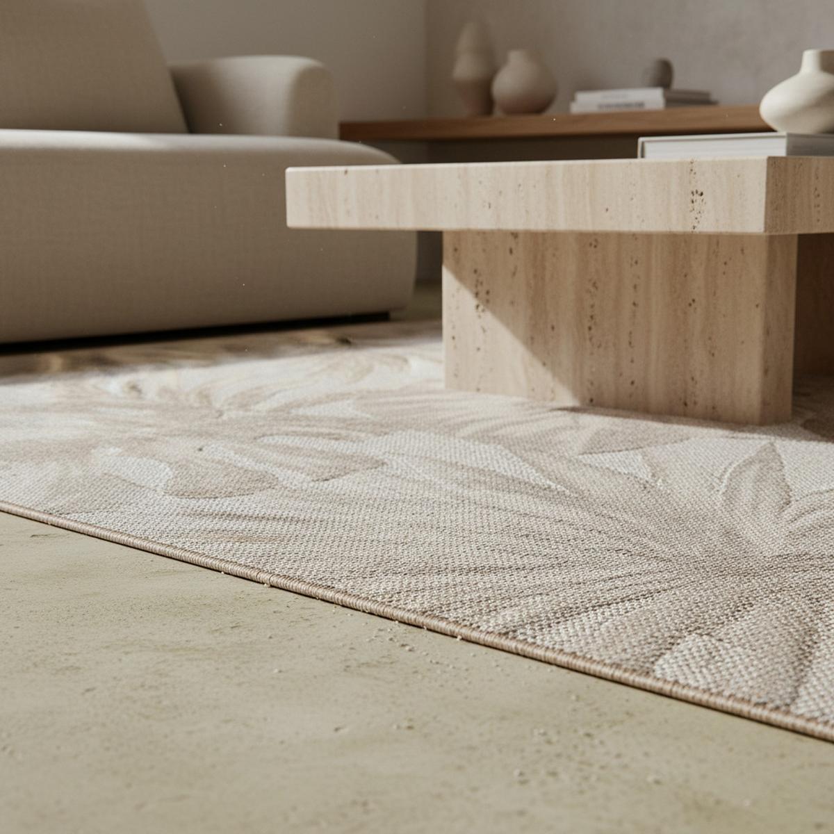 TEPPICH Outdoor VENTOUX in Beige, mit Tropen-Motiv, 240 x 340 cm - Beige, Textil (340/240cm) - KADIMA DESIGN