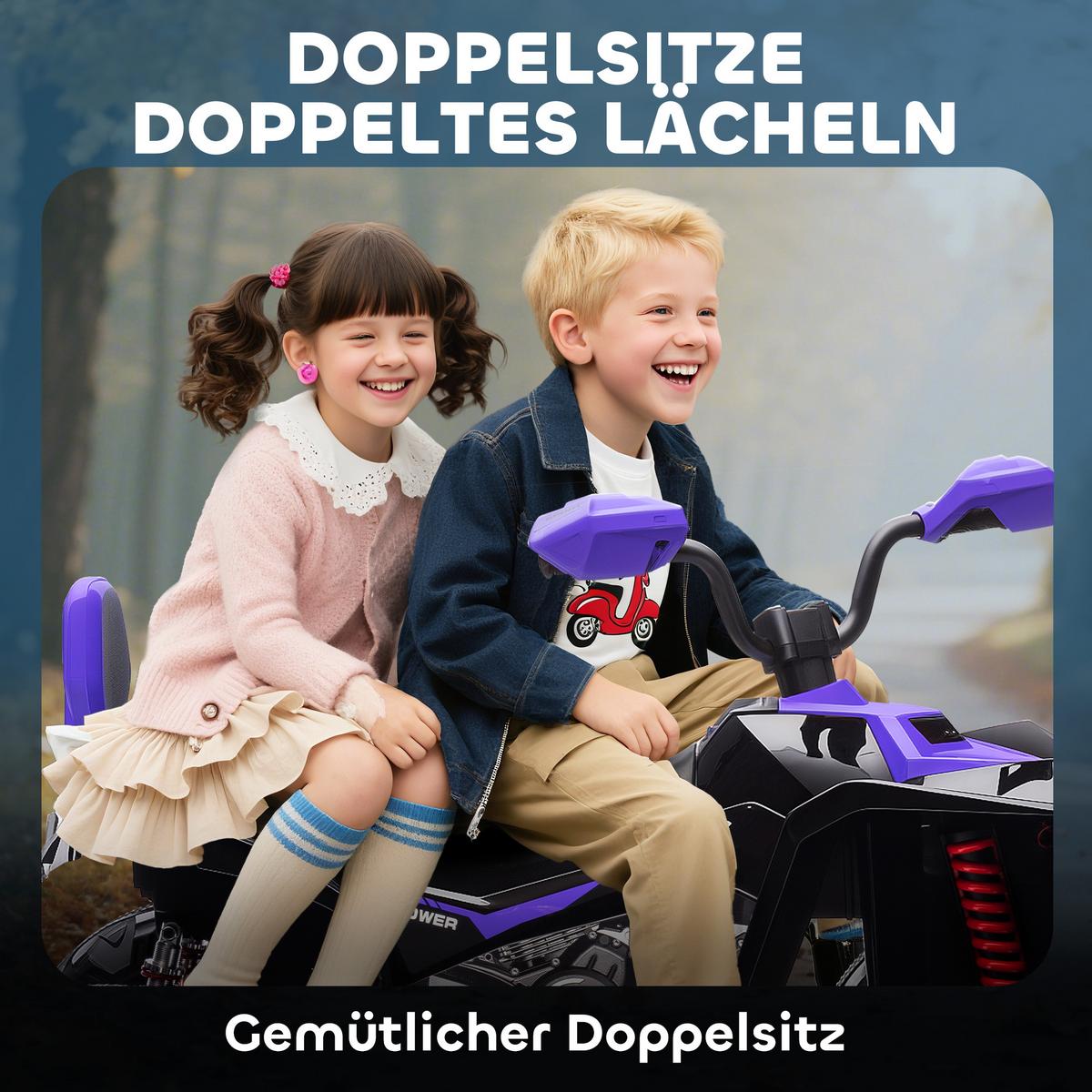 KINDER-ELEKTROQUAD 24V mit Vorwärts-, Rückwärtsfunktion, 2 Sitzer, Lila - Violett, Kunststoff (109/68.5/76cm) - AIYAPLAY