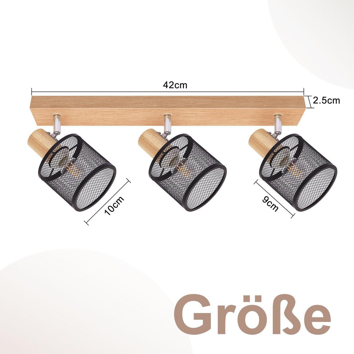DECKENSTRAHLER Gisela 3-flammig 42/10/14 cm - Schwarz, Metall (42/10/14cm) - Nettlife