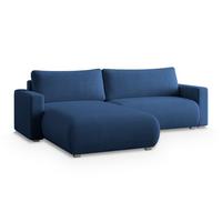 ECKSOFA TURIN P Blau Kordstoff mit Schlaffunktion - Blau/Grau, Holz/Kunststoff (265/183cm) - MASSENO