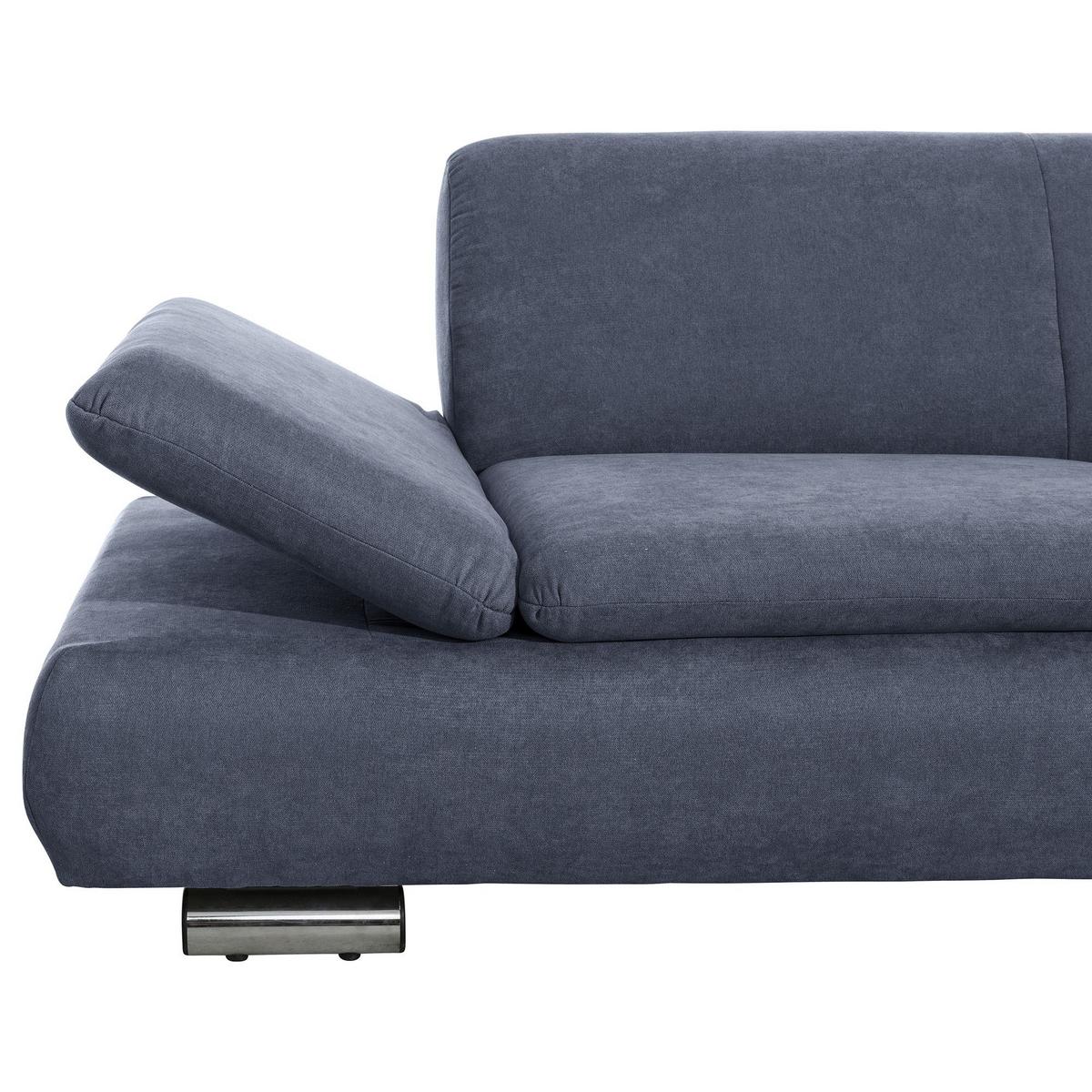 ECKSOFA mit Ottomane rechts Kaye Flachgewebe blau - Blau, Kunststoff (190/270cm) - 58aufmkessel