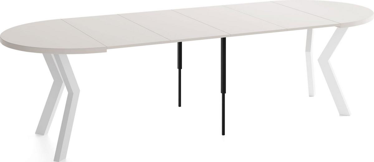 ESSTISCH Savio Weiß rund ausziehbar verlängerbar XXL, Kaschmir 100-300/100/77 cm - Kaschmir/Beige, Holz/Holzwerkstoff (100/300/77cm) - WFL GROUP