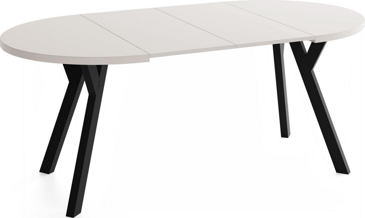 ESSTISCH Vero rund ausziehbar verlängerbar, Kaschmir 100-200/100/77 cm - Kaschmir/Schwarz, Holz/Holzwerkstoff (100/200/77cm) - WFL GROUP