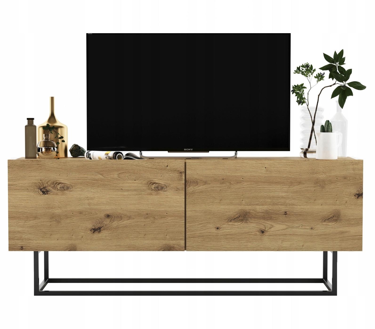 TV-SCHRANK Enjoy Eiche artisan matt matt mit Metallrahmen 120 cm - Schwarz/Eiche Artisan, Holzwerkstoff/Metall (120/46/35cm) - Meble Lindner
