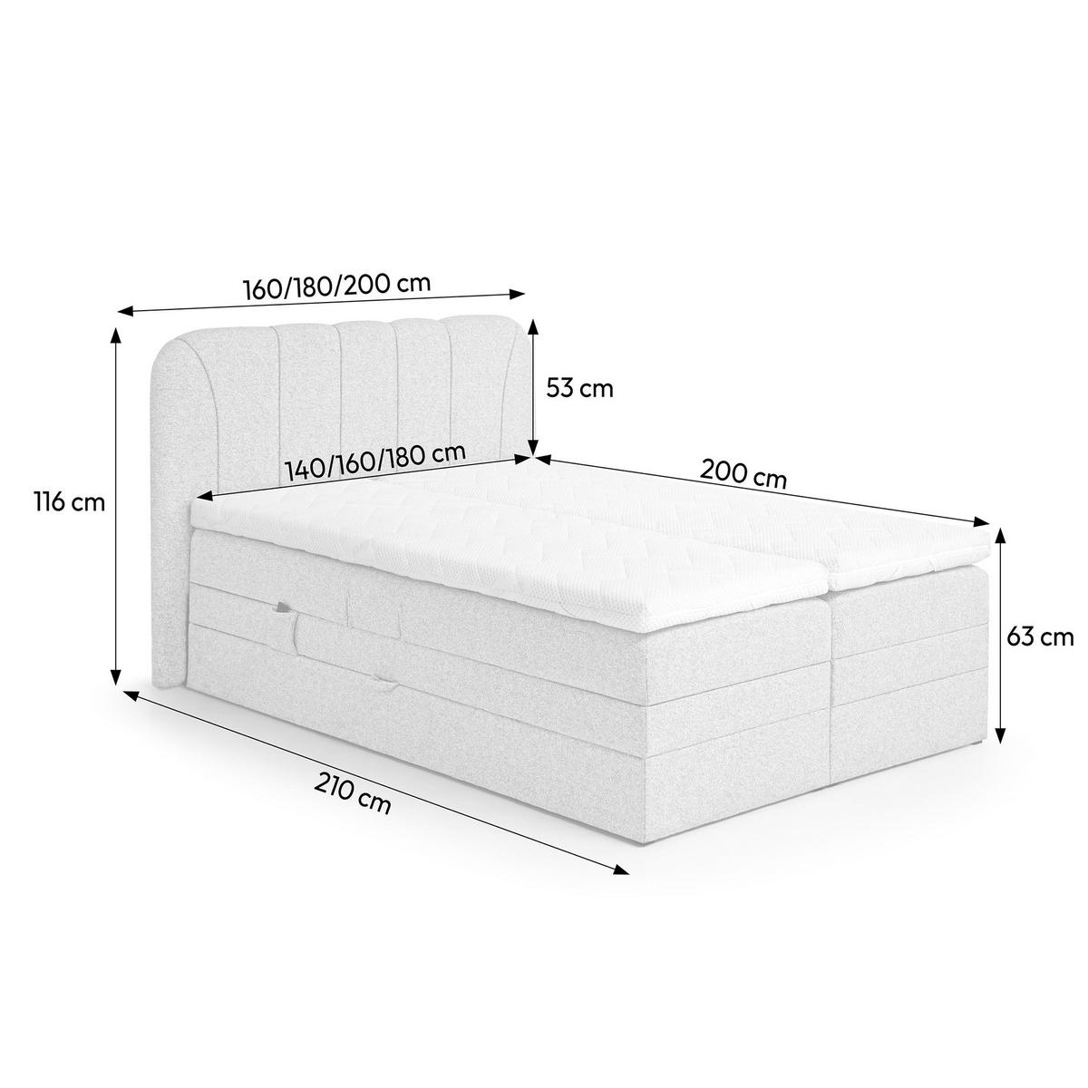 BOXSPRINGBETT Romeo mit elektrischer Matratzenverstellung, 160x200 cm, Grau - Grau, Textil (160/200cm) - Beautysofa