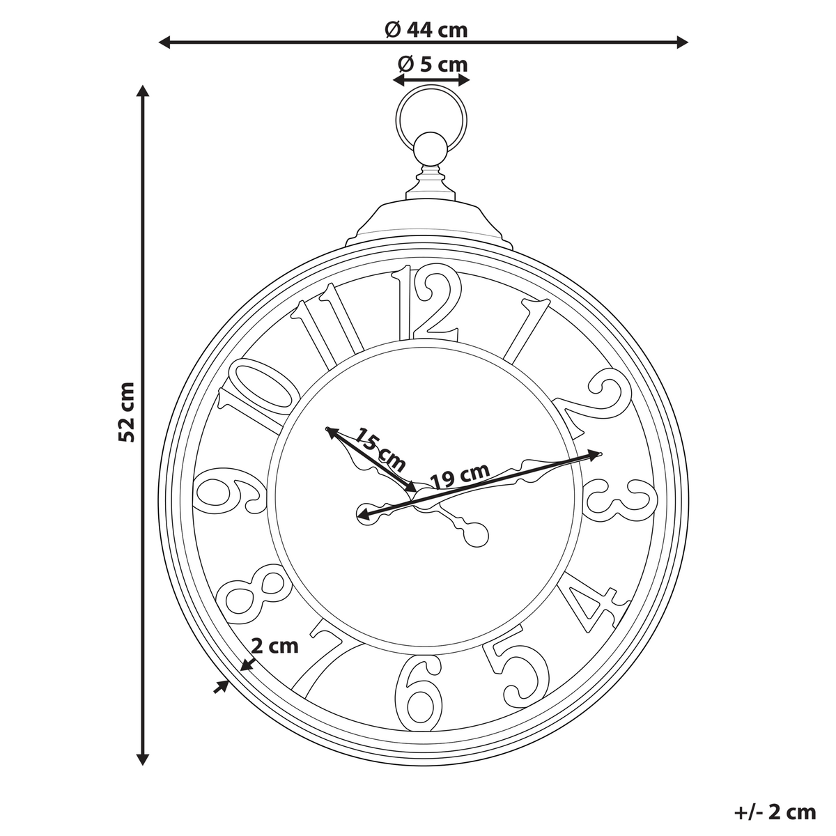 WANDUHR Kunststoff schwarz/kupfer Alloza - Schwarz, Kunststoff (44/52/5cm) - Beliani