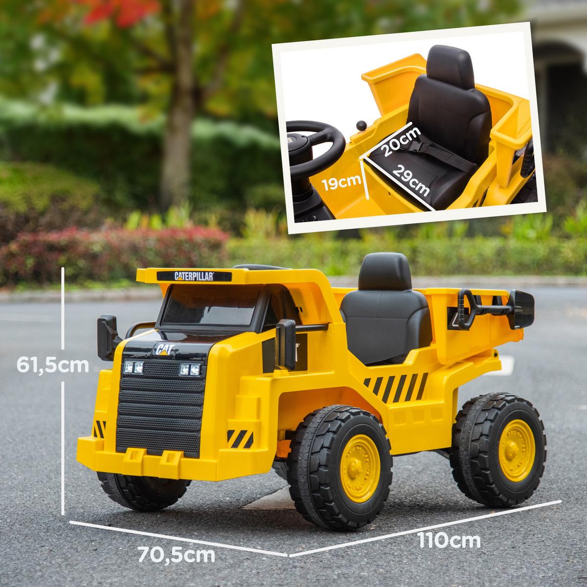 KINDER Elektro Traktor 12V Aufsitztraktor mit Fernbedienung Eimer Schaufel Gelb - Gelb, Metall (110/70.5/61.5cm) - AIYAPLAY