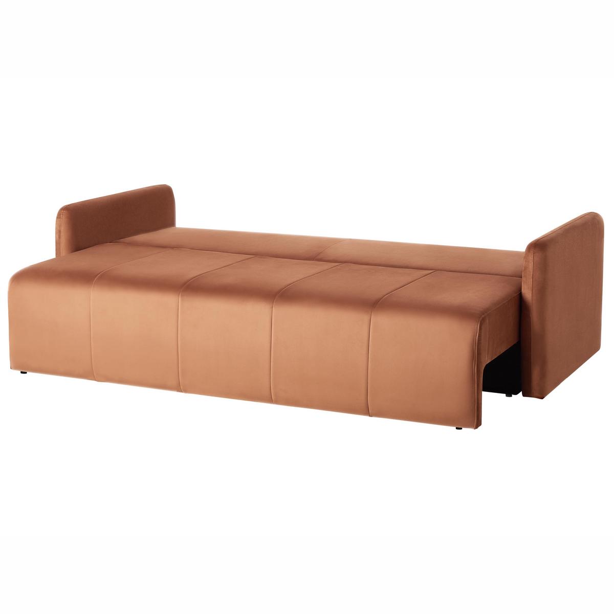SCHLAFSOFA 3-Sitzer Samtstoff Goldbraun Egge - Goldfarben, Textil (220/88/93cm) - Beliani