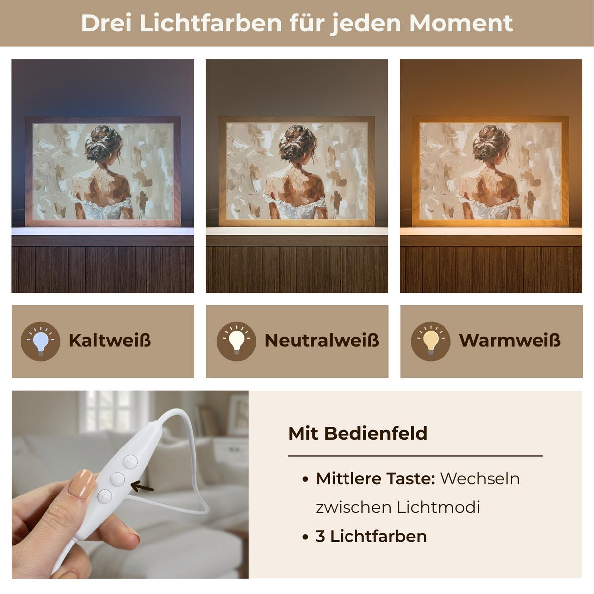 WANDLEUCHTE Frau - Farbe - Abstrakt - Beige - Modern 30x20 cm - Hellbraun, Holzwerkstoff (30/20/8cm) - OnlyWow