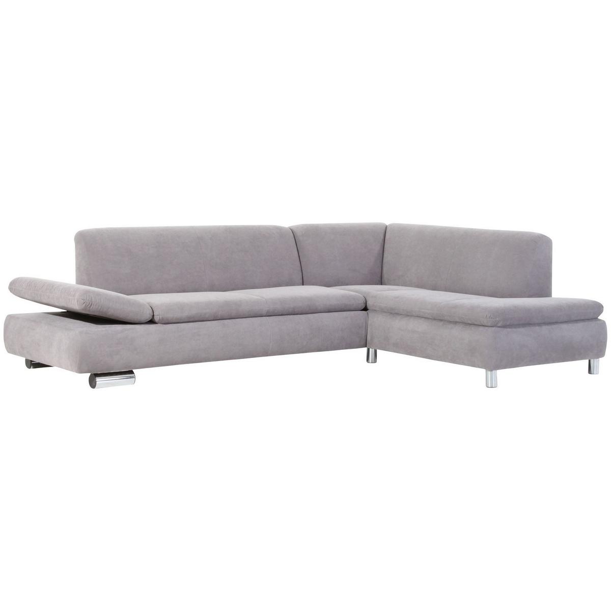 ECKSOFA mit Ottomane rechts Kaye Bezug Veloursstoff Metallfuß verchromt / silber - Grau, Kunststoff (270/190cm) - 58aufmkessel