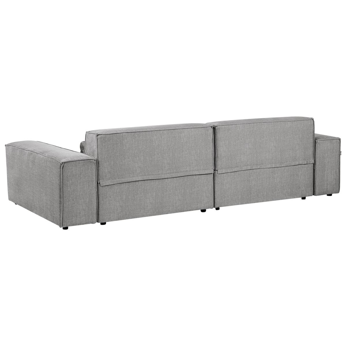 ECKSOFA Modul 3-Sitzer linksseitig Grau Stoff mit Ottomane Hellnar - Grau, Textil (262/176cm) - Beliani