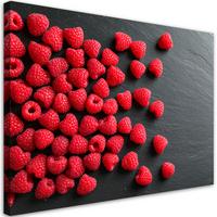 LEINWANDBILD Himbeeren Früchte Natur 60x40cm - Rot, Textil (60/40cm) - Feeby