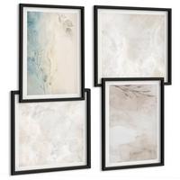 BILDER SET 4er Set - 50x50 cm & 40x60 cm Schwarzer Rahmen - Aquarellmalerei-Textur - Schwarz, Kunststoff (50/50cm) - TULUP
