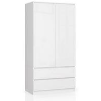 KLEIDERSCHRANK Weiß, Weiß Glanz 180/90/51 - Weiß, Holzwerkstoff (90/180/51cm) - RAUMHIRSCH FURNITURE