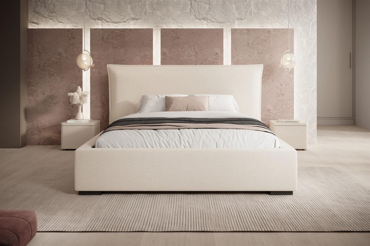 POLSTERBETT Amada Komplettset In Pop - Beige, Holzwerkstoff/Textil (140/200cm) - Fun Möbel