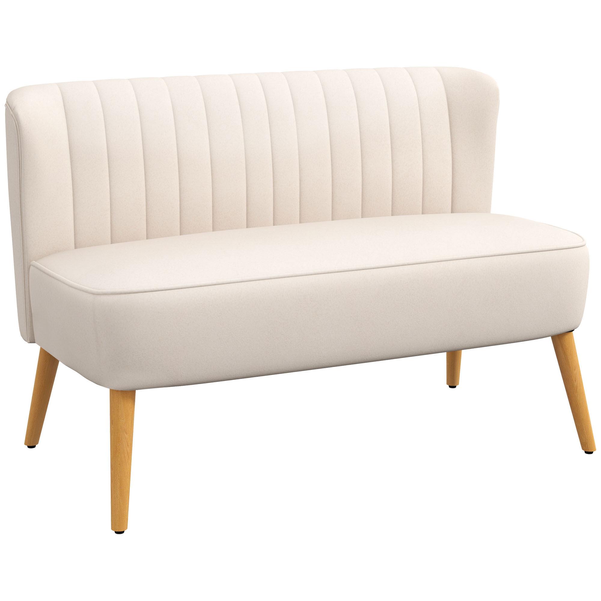 SOFA Polyester Cremeweiß - Dunkelgrau/Creme, Holz/Textil (56.5/77/117cm) - HOMCOM