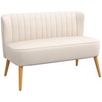 SOFA Polyester Cremeweiß - Dunkelgrau/Creme, Holz/Textil (56.5/77/117cm) - HOMCOM