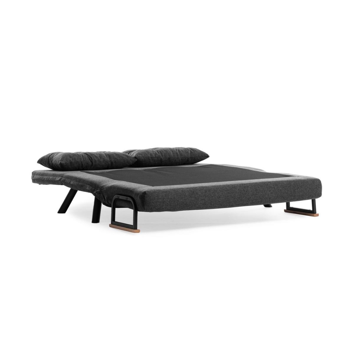 SCHLAFSOFA für 2 Personen mit Stoffbezug und Metallfüßen 133/50/41 cm - Dunkelgrau, Metall (50/41/121cm) - Calicosy