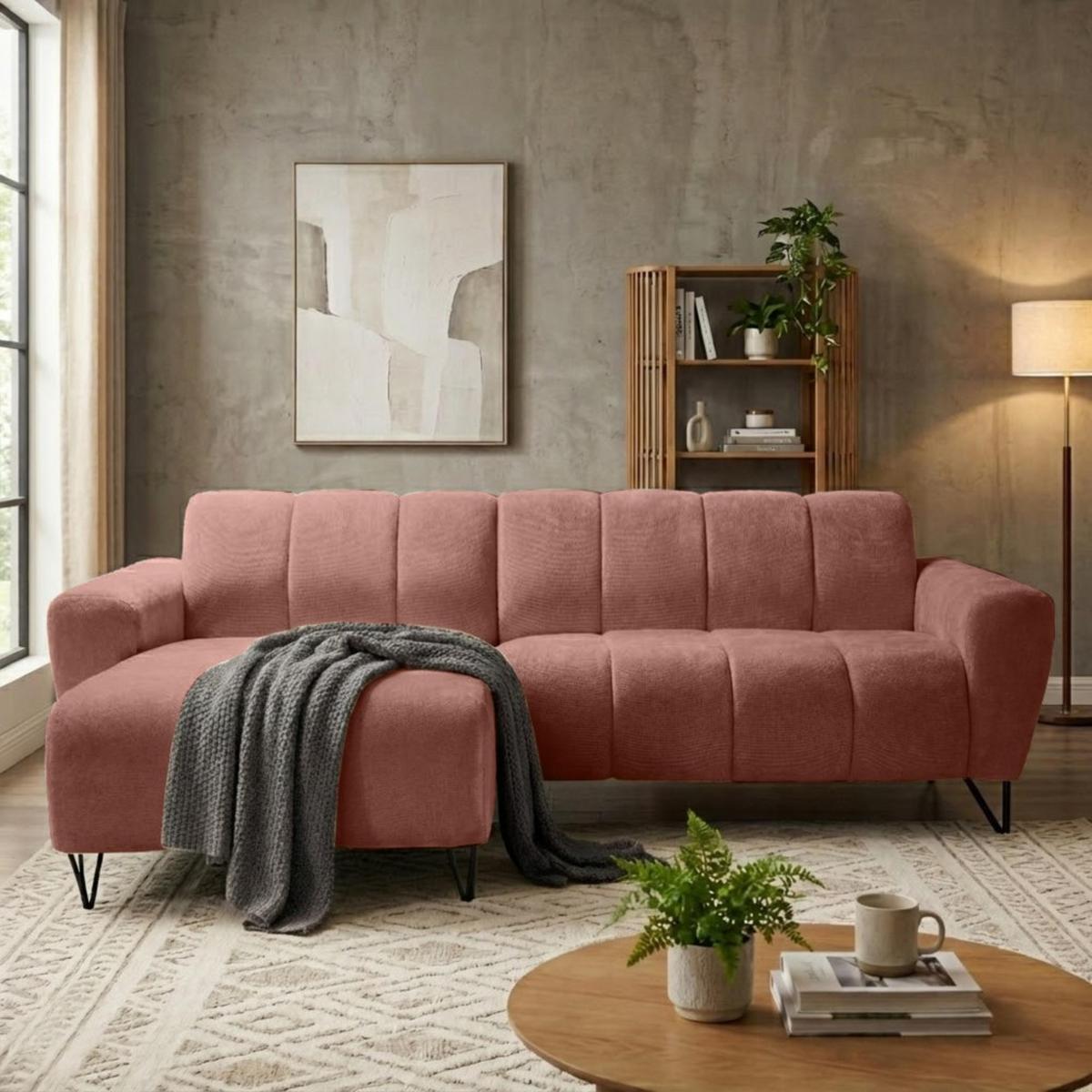 ECKSOFA Volare Mini ohne Schlaffunktion rot links, Vega-Stoff - Rot/Schwarz, Textil/Metall (256/165cm) - Beautysofa